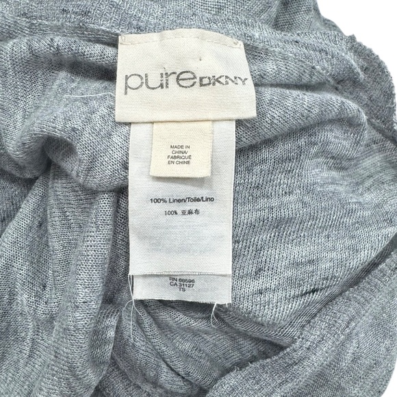 PURE DKNY GRAY MARLED LINEN OPEN SIDES PONCHO TOP - Picture 9 of 10